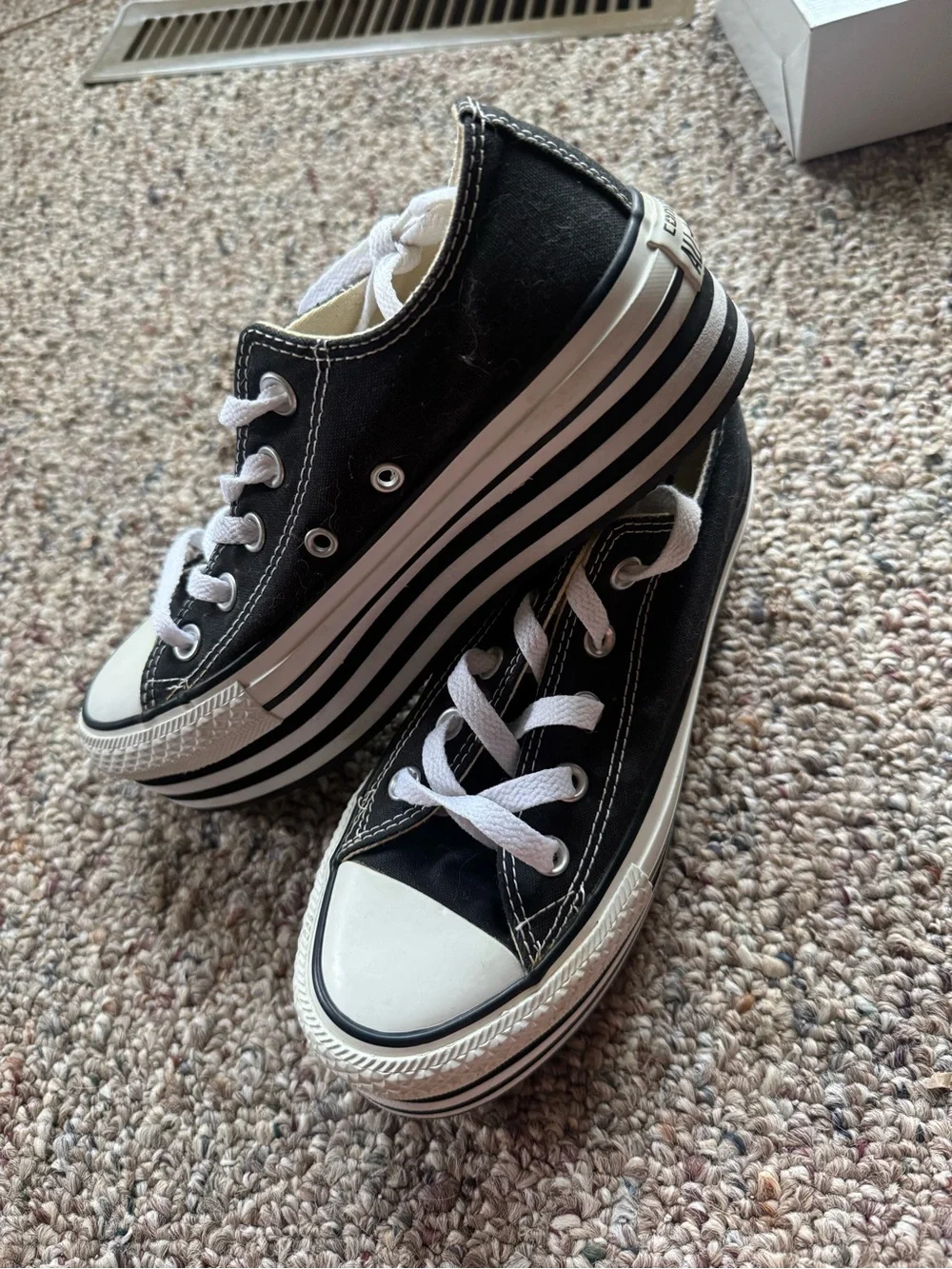 Platform Converse Black and White Low Top Canvas Sneakers